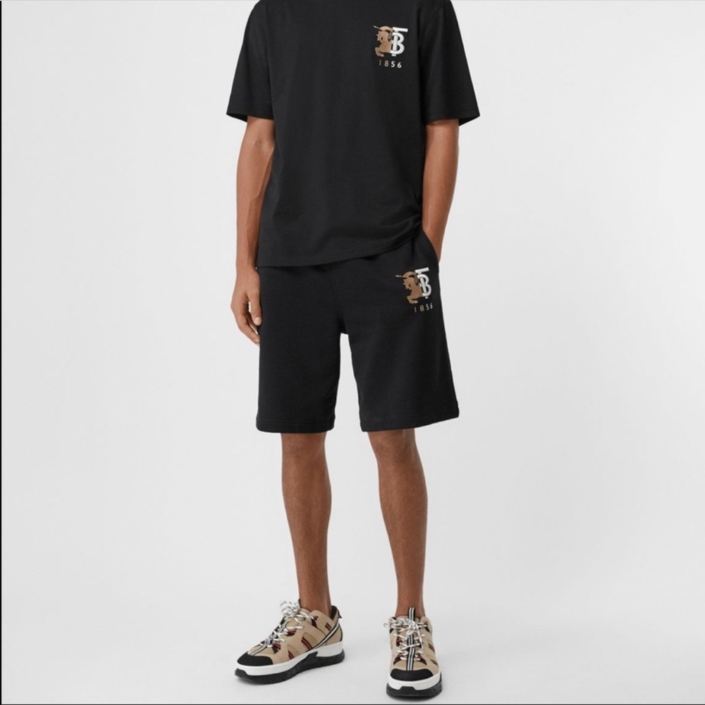 Burberry 100% Cotton Logo Shorts Large Black